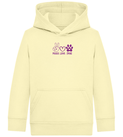 Peace Love Dogs Design - Comfort Kids Hoodie_AMARELO CLARO_front