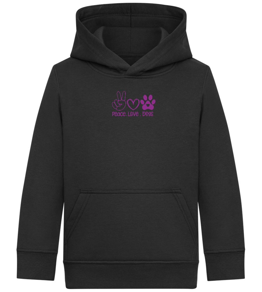 Peace Love Dogs Design - Comfort Kids Hoodie_BLACK_front