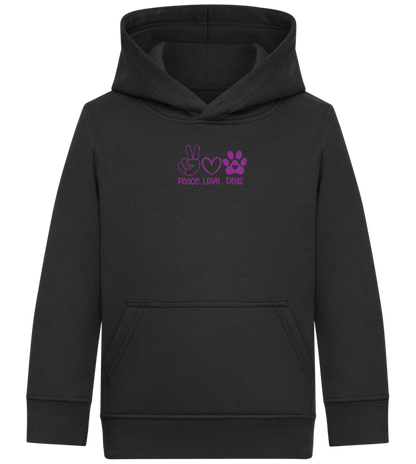 Peace Love Dogs Design - Comfort Kids Hoodie_BLACK_front