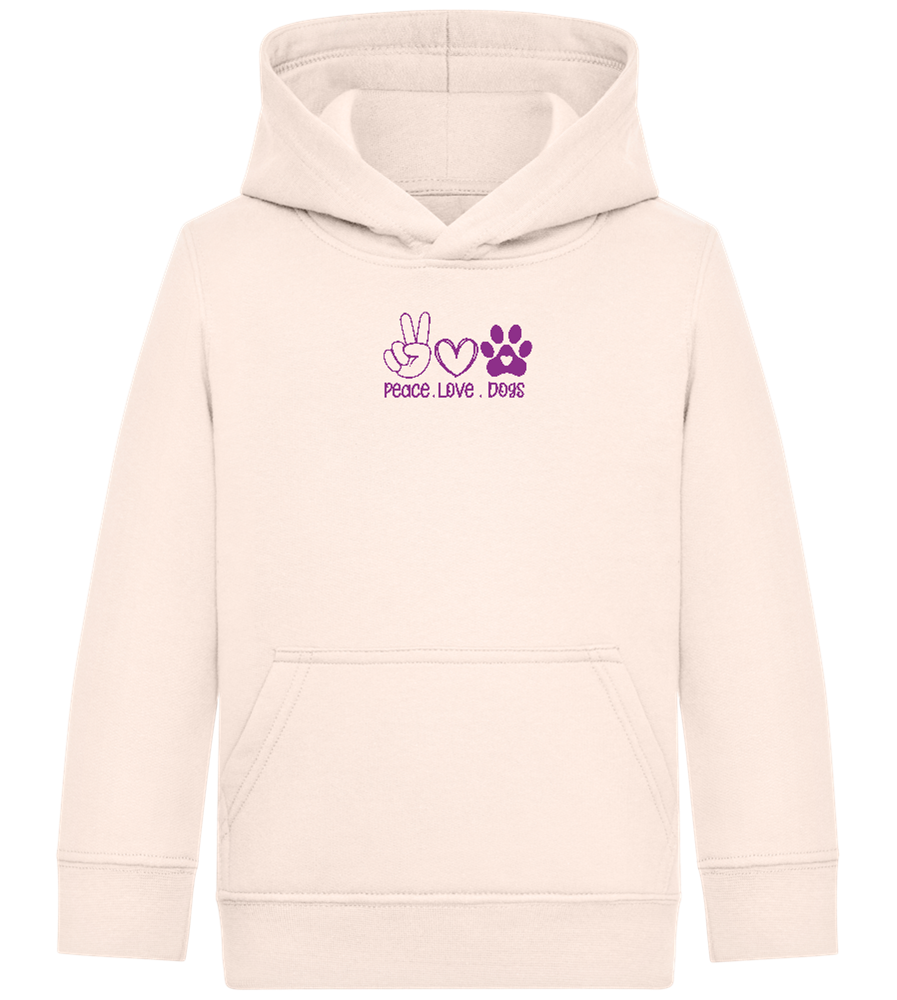 Peace Love Dogs Design - Comfort Kids Hoodie_LIGHT PEACH ROSE_front