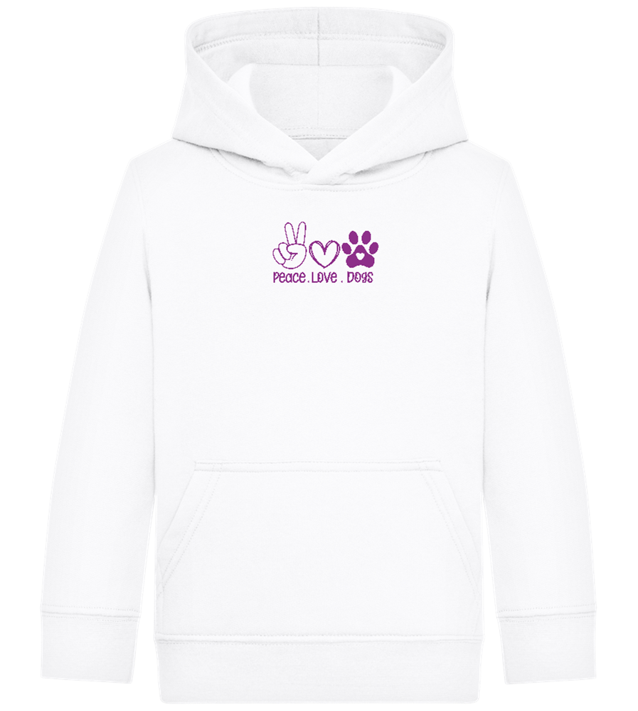 Peace Love Dogs Design - Comfort Kids Hoodie_WHITE_front