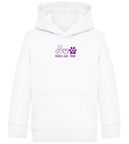 Peace Love Dogs Design - Comfort Kids Hoodie_WHITE_front