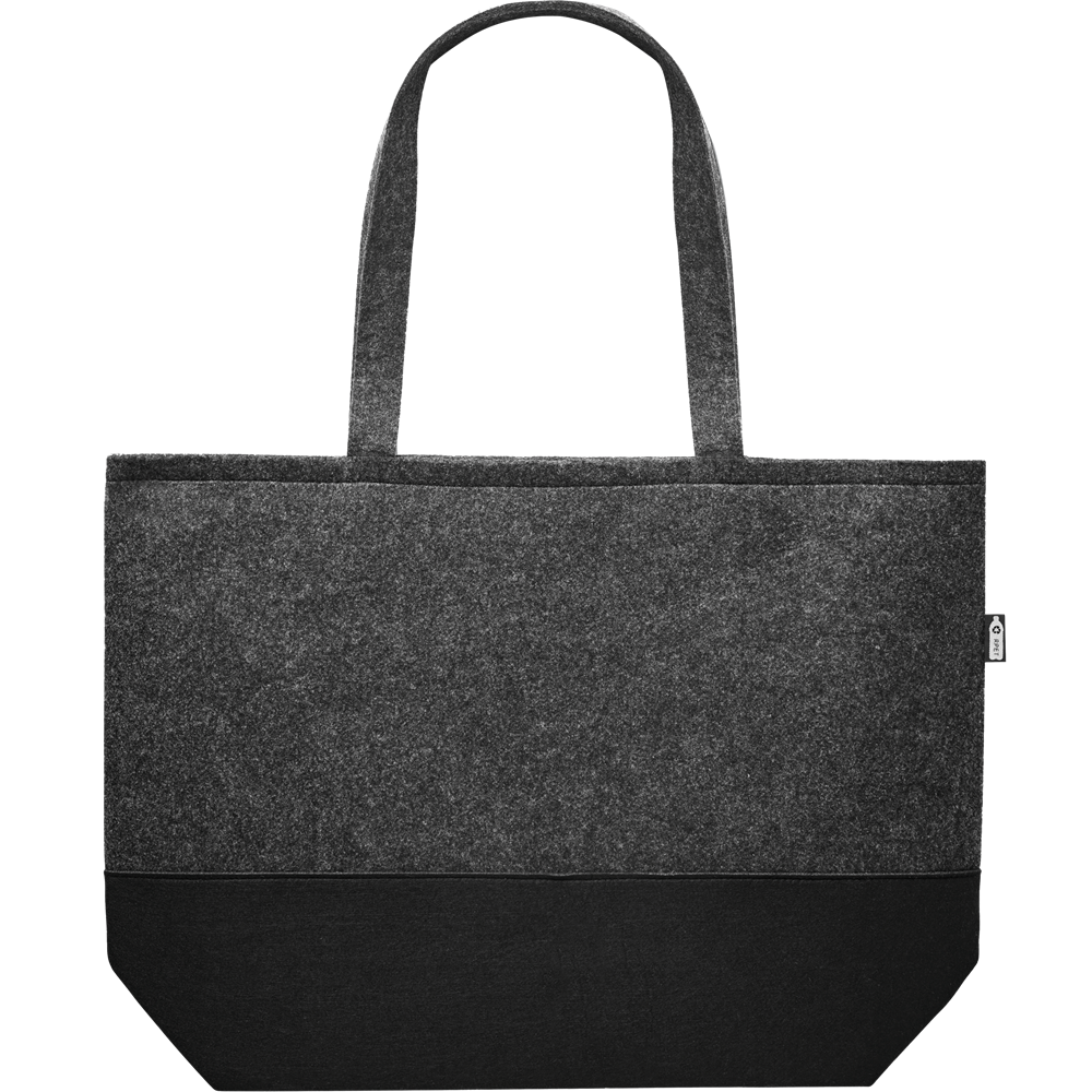 RPET Felt Shopping Bag with Coloured Base_STONE GREY_front