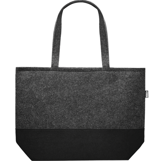 RPET Felt Shopping Bag with Coloured Base_STONE GREY_front