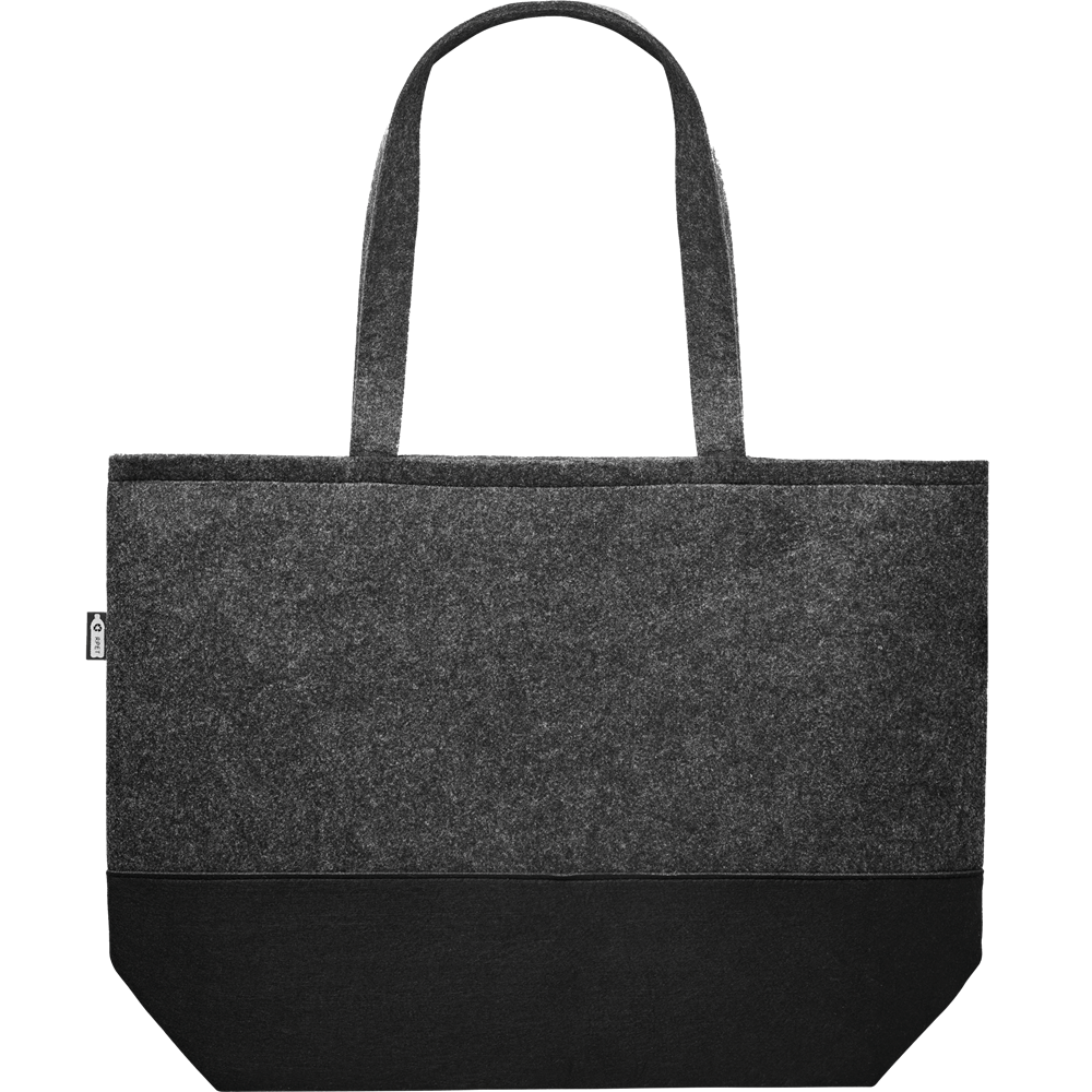 RPET Felt Shopping Bag with Coloured Base_STONE GREY_back