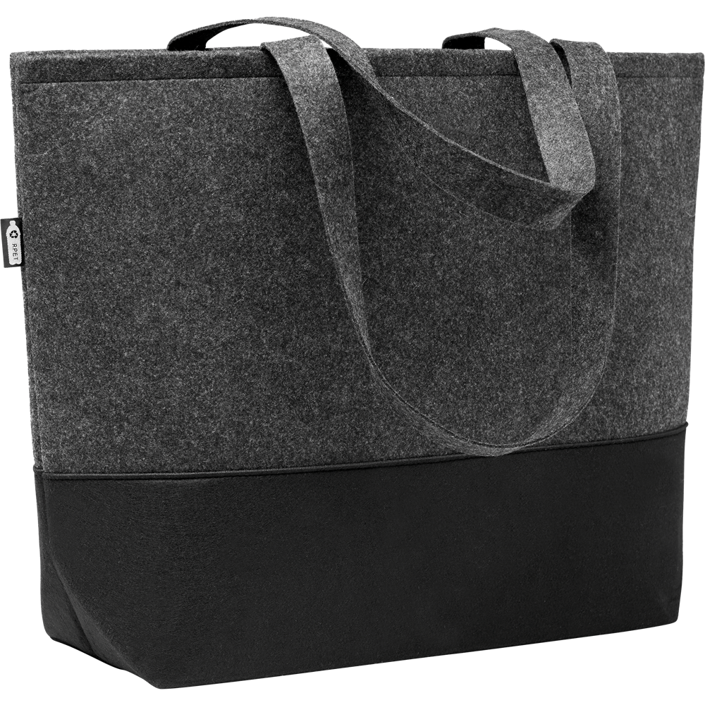RPET Felt Shopping Bag with Coloured Base_STONE GREY_DETAILEDIMAGE_front_1