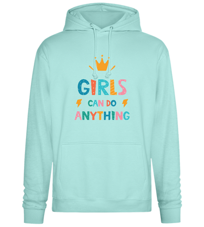 Girls Can Do Anything Crown Design - Premium Essential Unisex Hoodie_ARCTIC BLUE_front