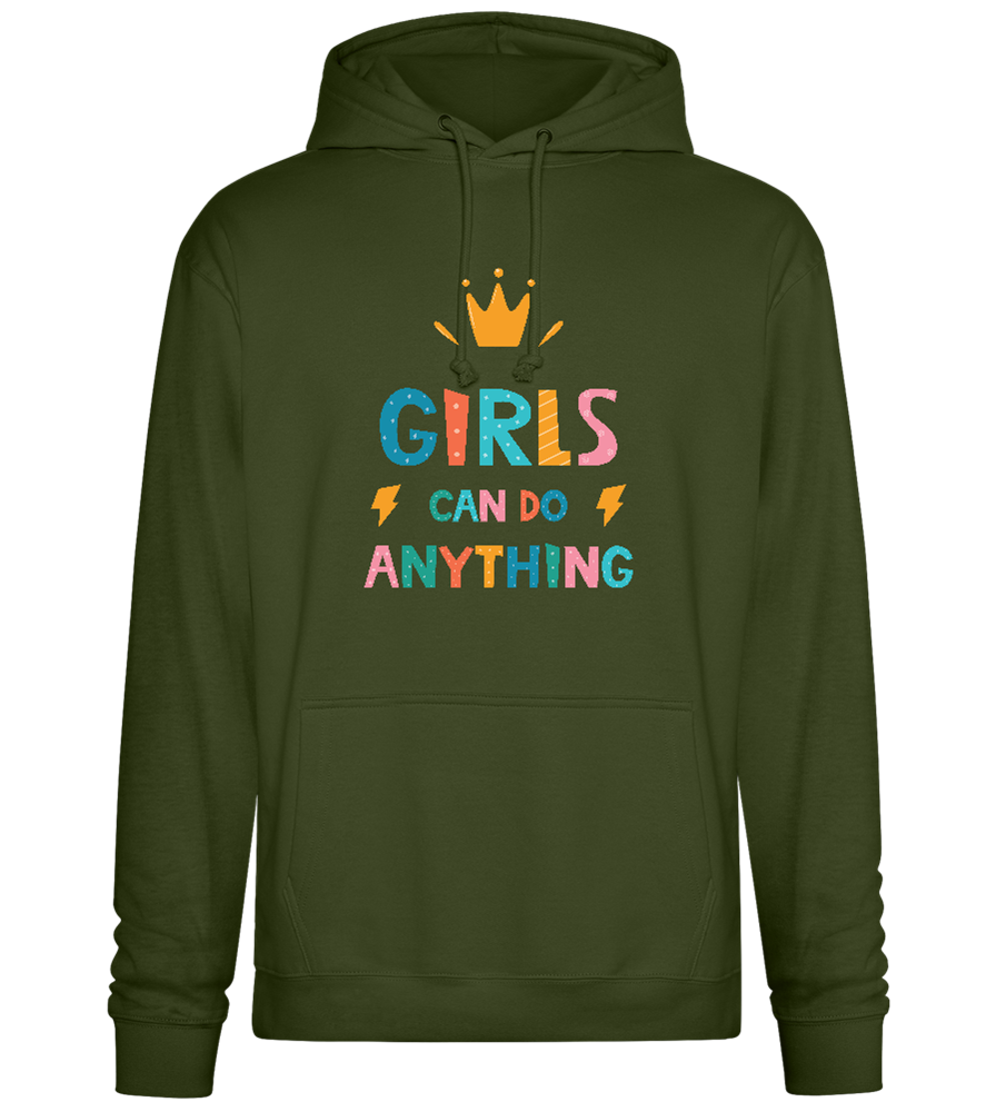 Girls Can Do Anything Crown Design - Premium Essential Unisex Hoodie_ARMY_front