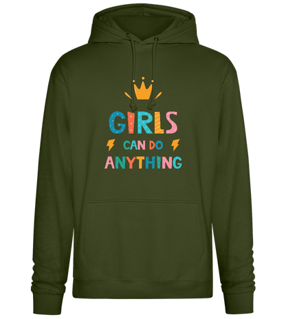 Girls Can Do Anything Crown Design - Premium Essential Unisex Hoodie_ARMY_front