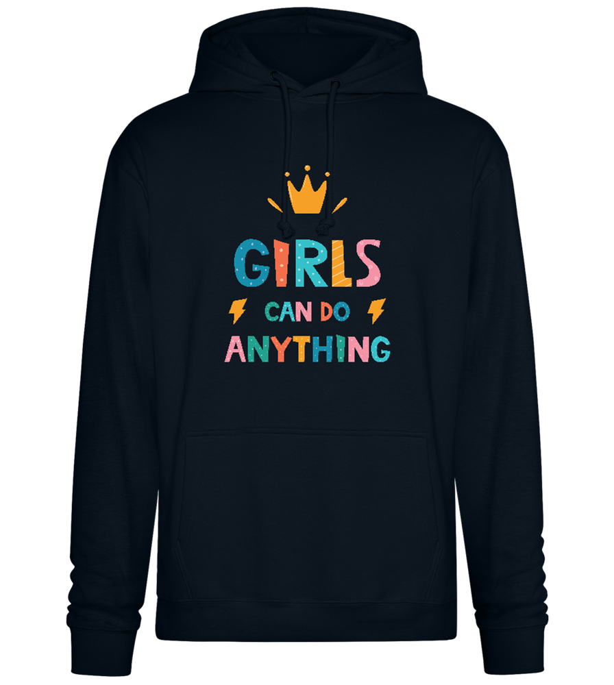 Girls Can Do Anything Crown Design - Premium Essential Unisex Hoodie_BLACK_front