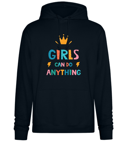 Girls Can Do Anything Crown Design - Premium Essential Unisex Hoodie_BLACK_front