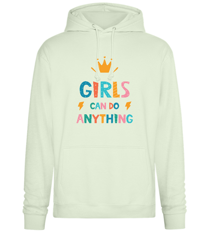 Girls Can Do Anything Crown Design - Premium Essential Unisex Hoodie_CREAMY GREEN_front