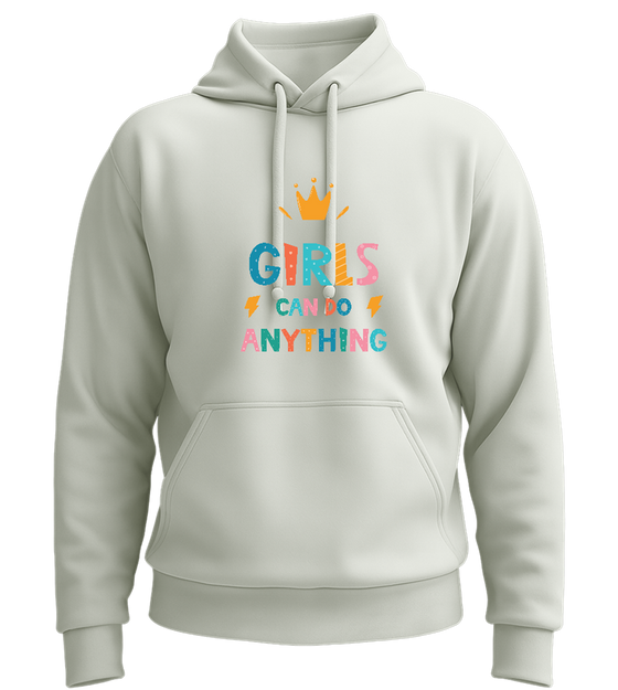 Girls Can Do Anything Crown Design - Premium Essential Unisex Hoodie_CREAMY GREEN_front