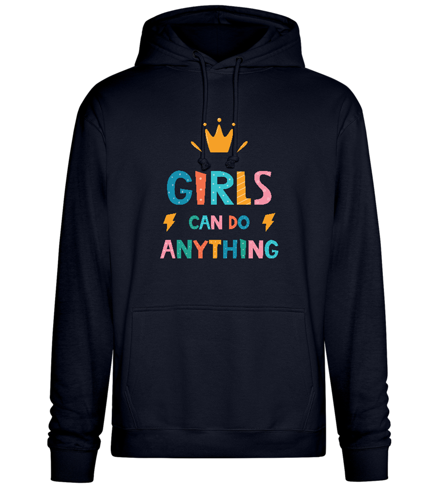 Girls Can Do Anything Crown Design - Premium Essential Unisex Hoodie_FRENCH NAVY_front