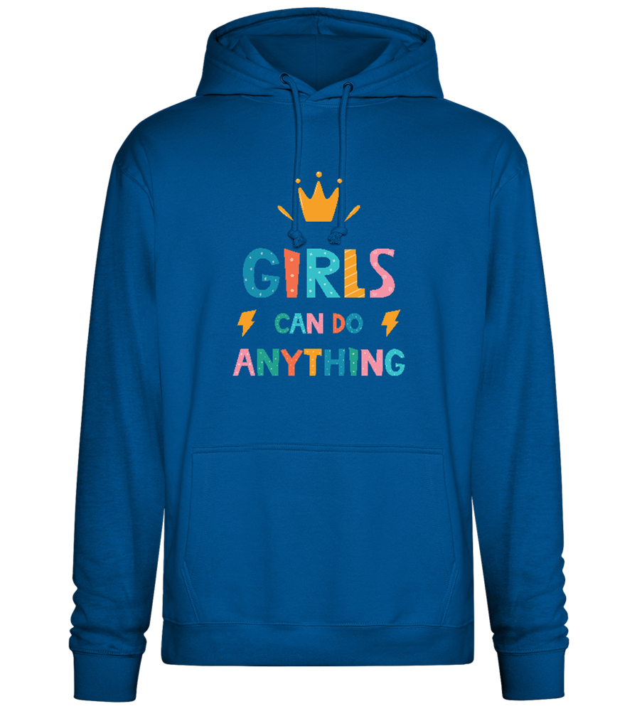 Girls Can Do Anything Crown Design - Premium Essential Unisex Hoodie_ROYAL_front