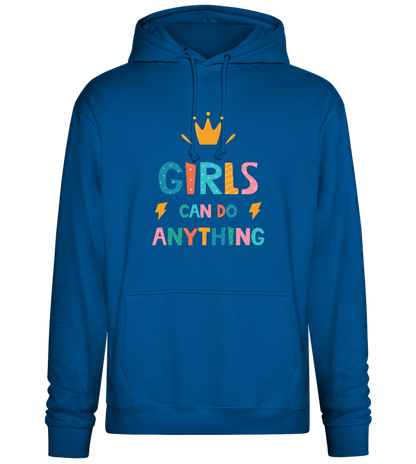 Girls Can Do Anything Crown Design - Premium Essential Unisex Hoodie_ROYAL_front