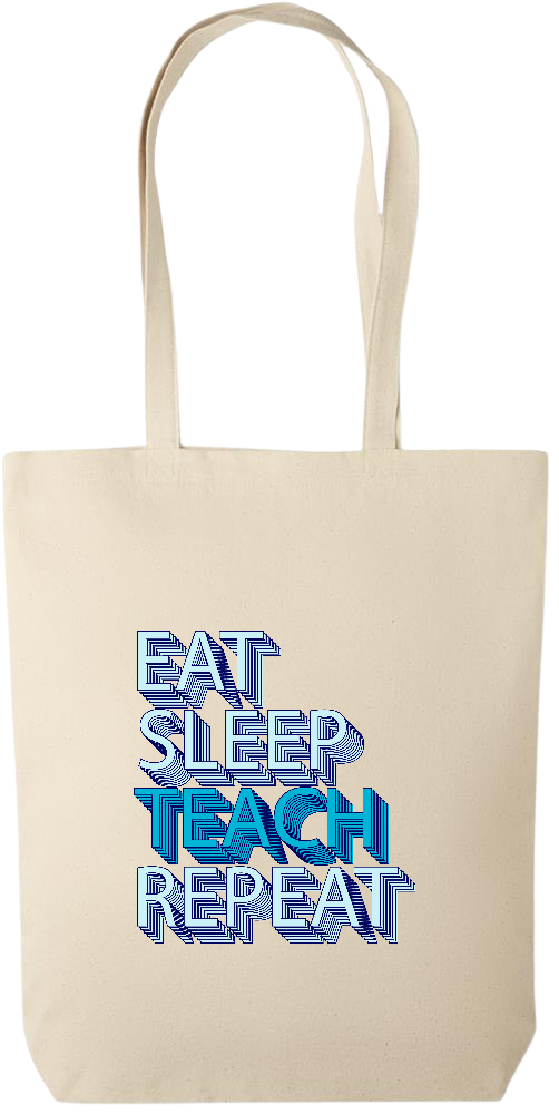 Eat Sleep Teach Repeat Design - Premium canvas cotton tote bag_BEIGE_front