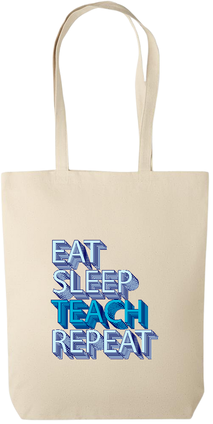 Eat Sleep Teach Repeat Design - Premium canvas cotton tote bag_BEIGE_front