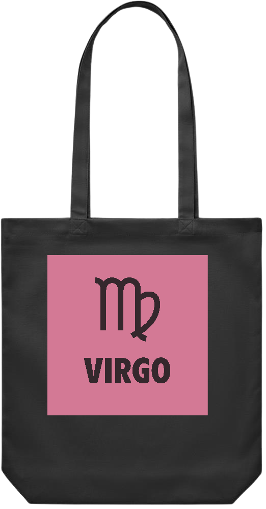 Zodiac Virgo Design - Premium Canvas colored cotton shopping bag_BLACK_front