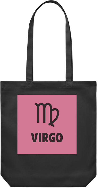 Zodiac Virgo Design - Premium Canvas colored cotton shopping bag_BLACK_front