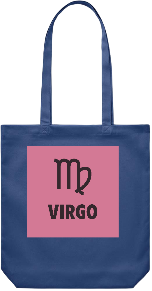 Zodiac Virgo Design - Premium Canvas colored cotton shopping bag_BLUE_front