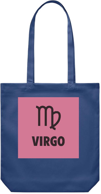 Zodiac Virgo Design - Premium Canvas colored cotton shopping bag_BLUE_front