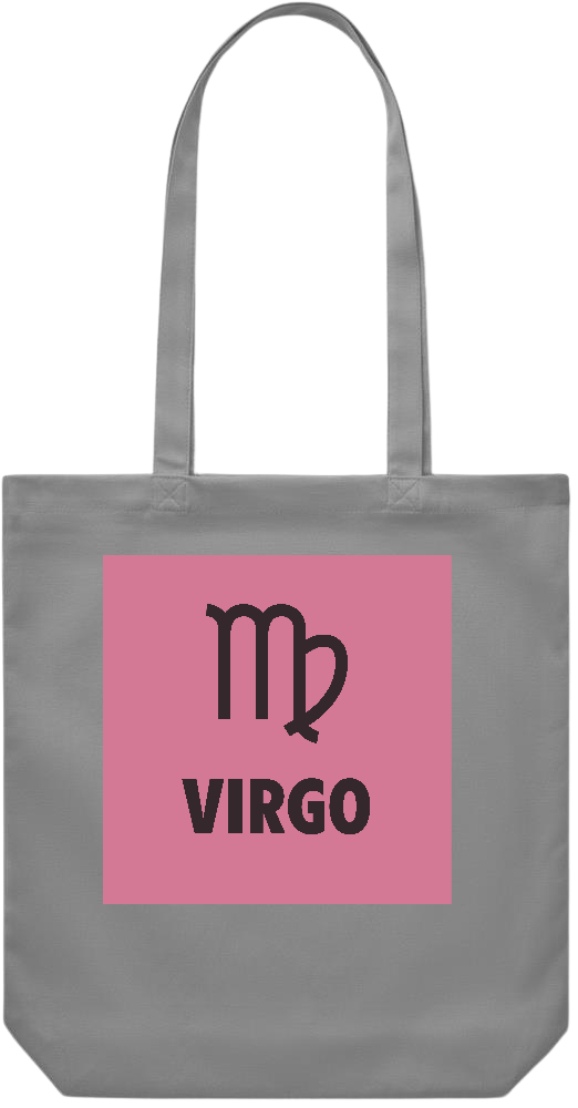 Zodiac Virgo Design - Premium Canvas colored cotton shopping bag_GREY_front