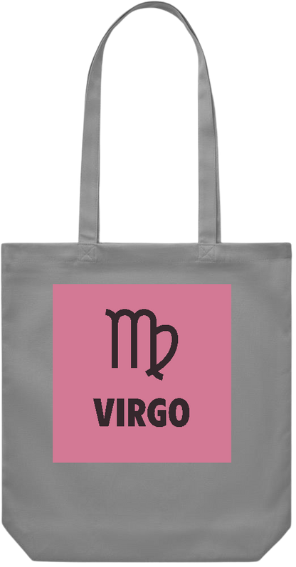 Zodiac Virgo Design - Premium Canvas colored cotton shopping bag_GREY_front