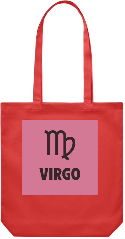 Zodiac Virgo Design - Premium Canvas colored cotton shopping bag_RED_front