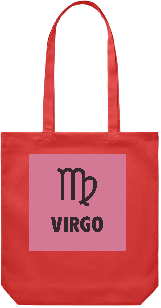 Zodiac Virgo Design - Premium Canvas colored cotton shopping bag_RED_front