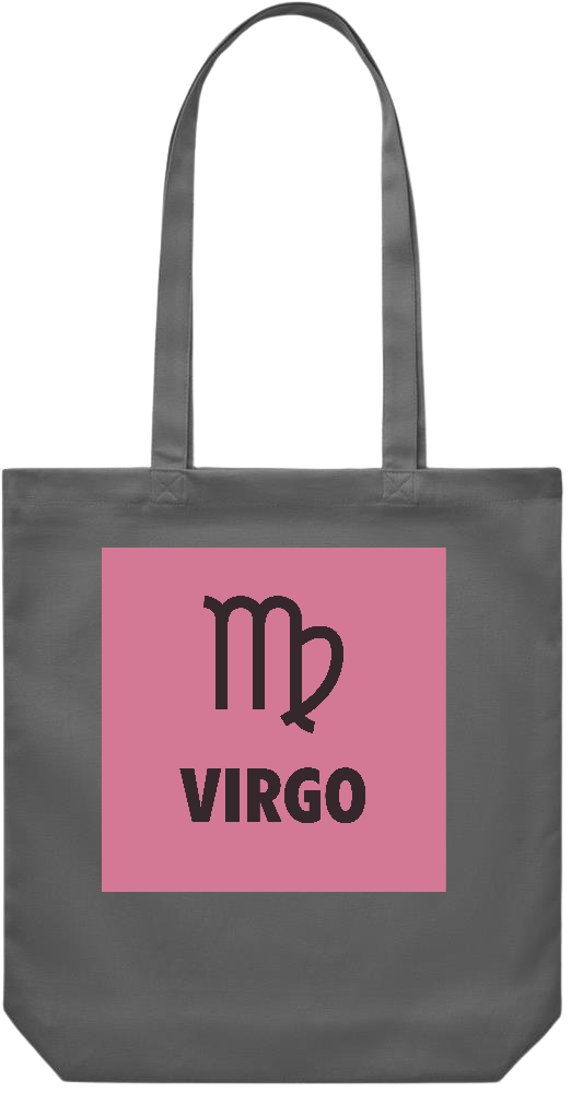 Zodiac Virgo Design - Premium Canvas colored cotton shopping bag_STONE GREY_front