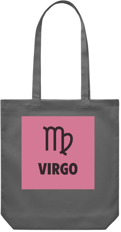 Zodiac Virgo Design - Premium Canvas colored cotton shopping bag_STONE GREY_front