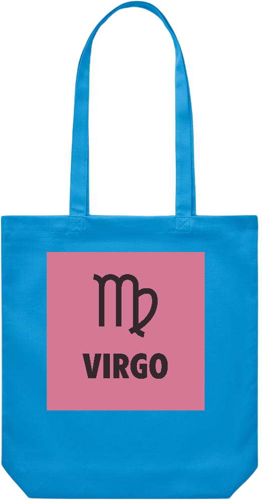 Zodiac Virgo Design - Premium Canvas colored cotton shopping bag_TURQUOISE_front