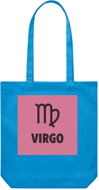 Zodiac Virgo Design - Premium Canvas colored cotton shopping bag_TURQUOISE_front