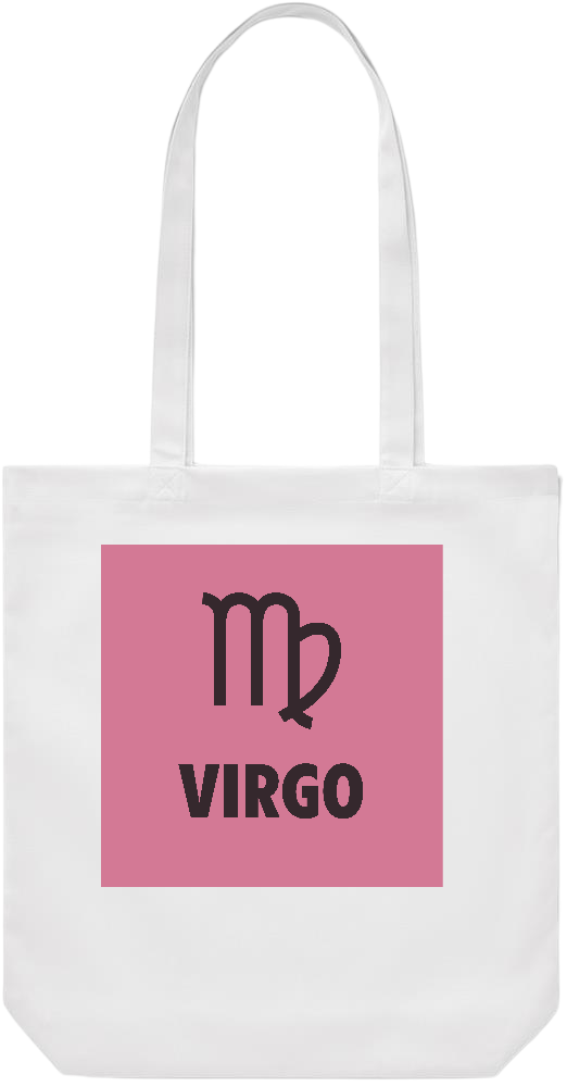 Zodiac Virgo Design - Premium Canvas colored cotton shopping bag_WHITE_front