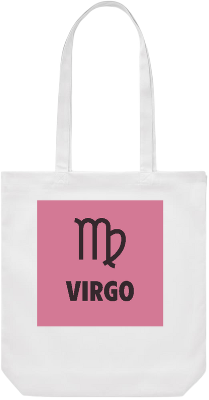 Zodiac Virgo Design - Premium Canvas colored cotton shopping bag_WHITE_front