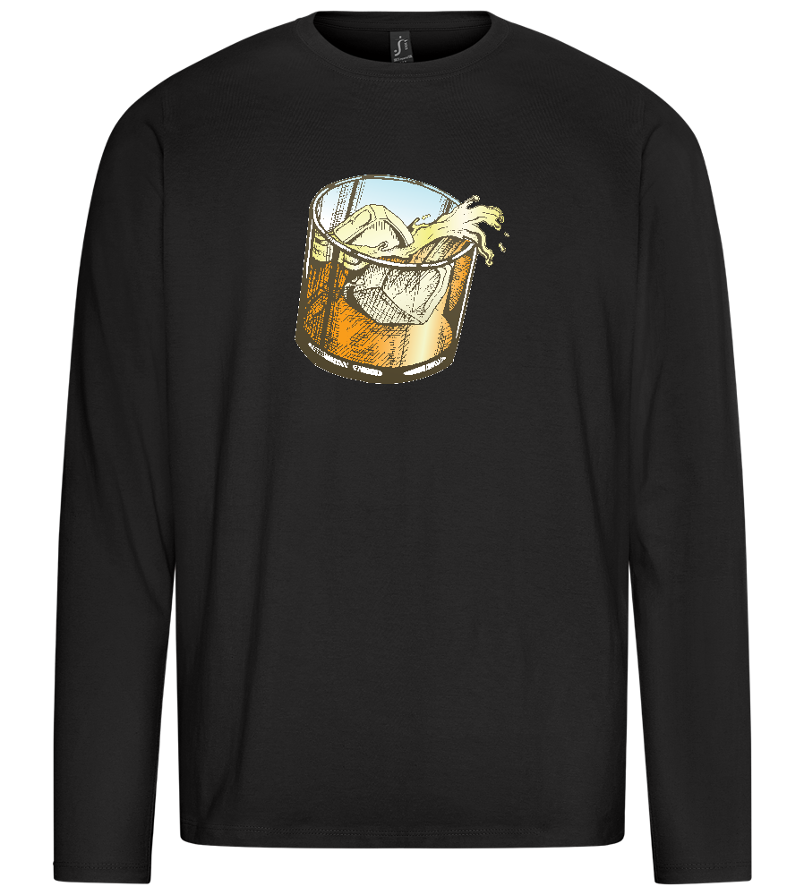 Whiskey Glass Design - Premium men's long sleeve t-shirt_DEEP BLACK_front