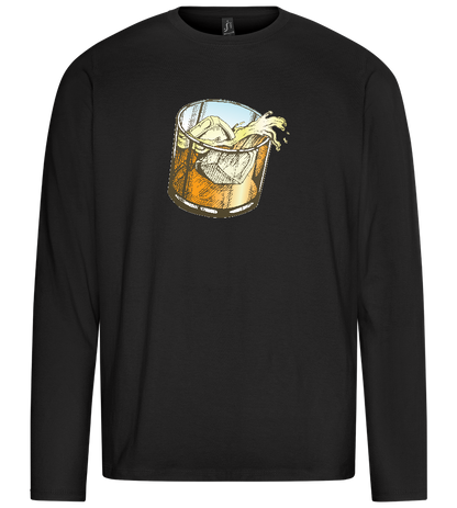 Whiskey Glass Design - Premium men's long sleeve t-shirt_DEEP BLACK_front