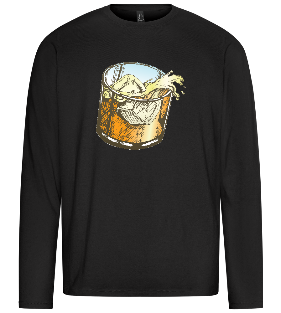 Whiskey Glass Design - Premium men's long sleeve t-shirt_DEEP BLACK_front