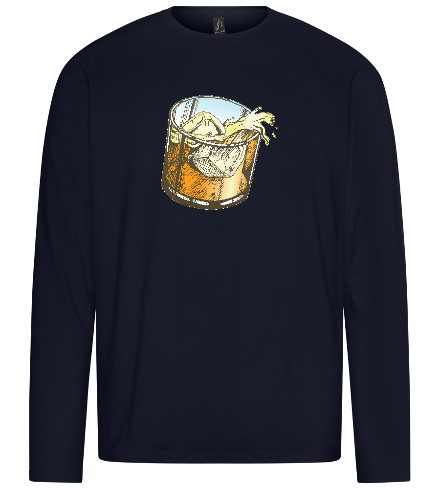 Whiskey Glass Design - Premium men's long sleeve t-shirt_FRENCH NAVY_front