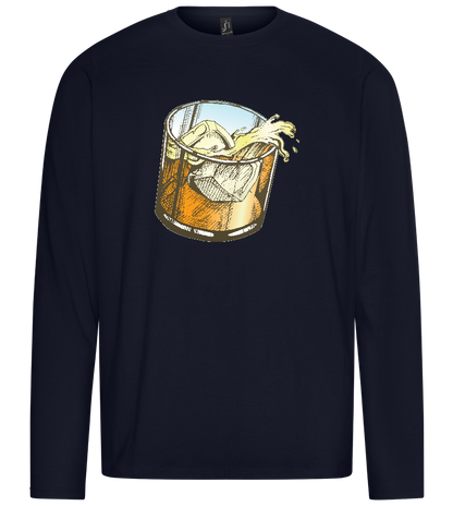 Whiskey Glass Design - Premium men's long sleeve t-shirt_FRENCH NAVY_front