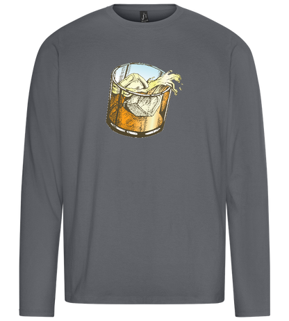 Whiskey Glass Design - Premium men's long sleeve t-shirt_MOUSE GREY_front