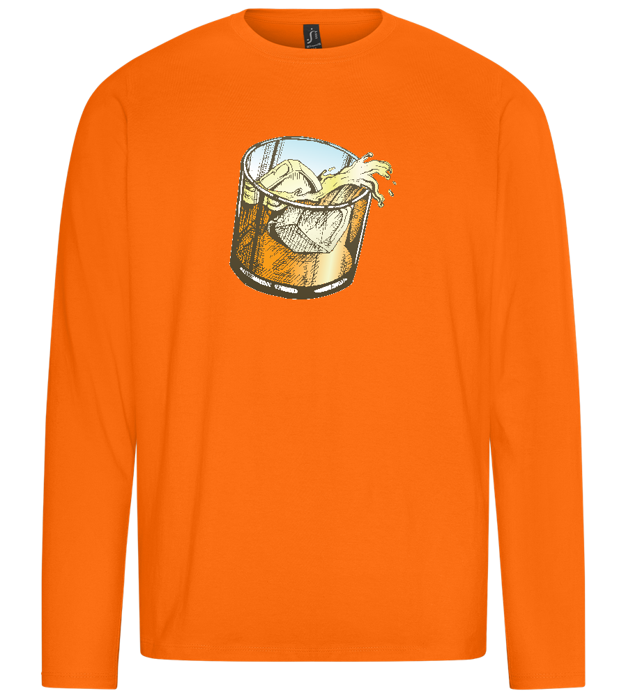 Whiskey Glass Design - Premium men's long sleeve t-shirt_ORANGE_front