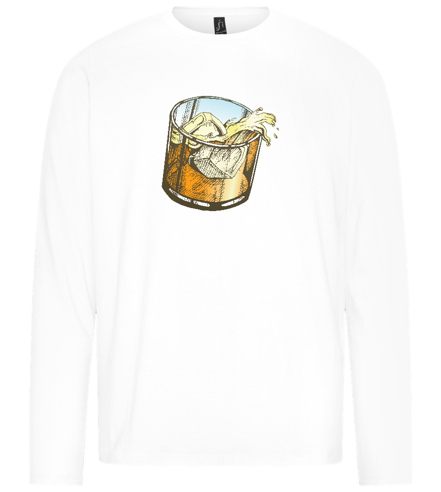 Whiskey Glass Design - Premium men's long sleeve t-shirt_WHITE_front