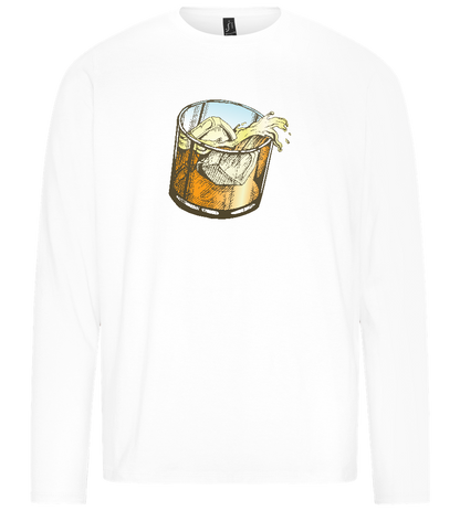 Whiskey Glass Design - Premium men's long sleeve t-shirt_WHITE_front