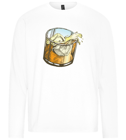 Whiskey Glass Design - Premium men's long sleeve t-shirt_WHITE_front