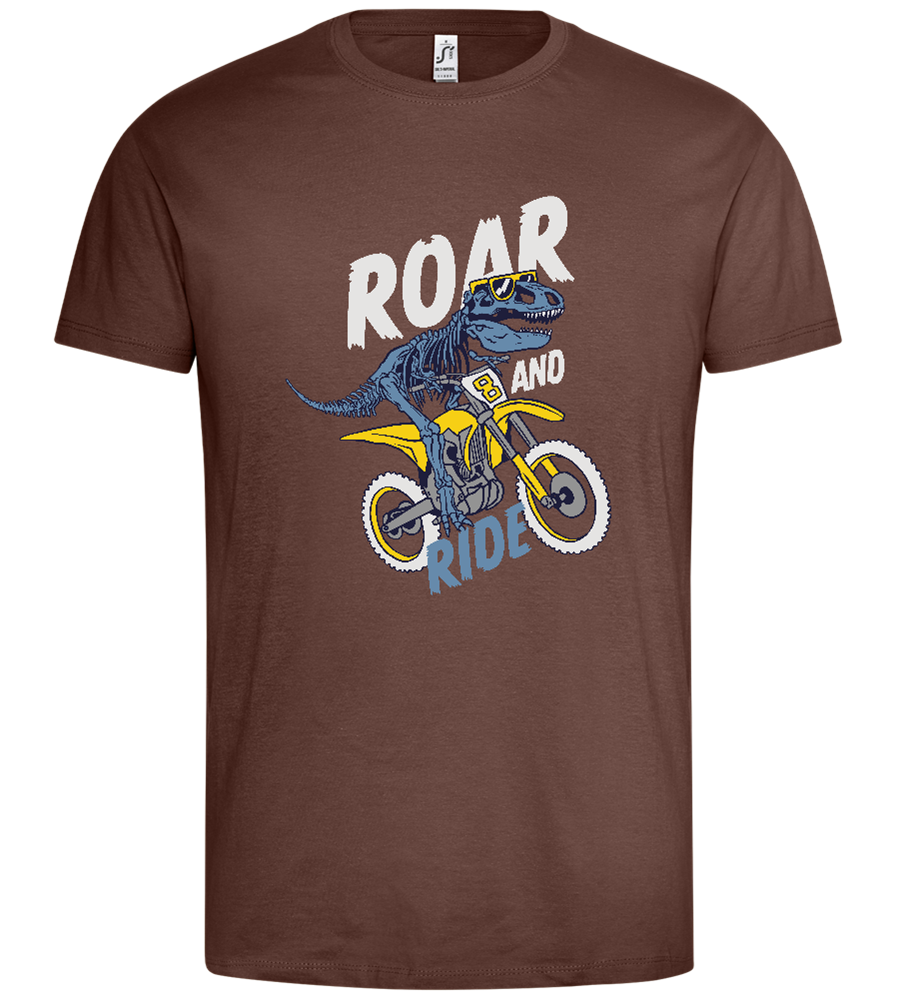 Dino Biker Design - Premium men's t-shirt_CHOCOLATE_front