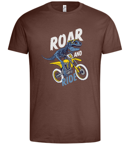 Dino Biker Design - Premium men's t-shirt_CHOCOLATE_front