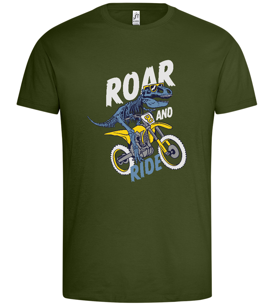 Dino Biker Design - Premium men's t-shirt_DARK KHAKI_front