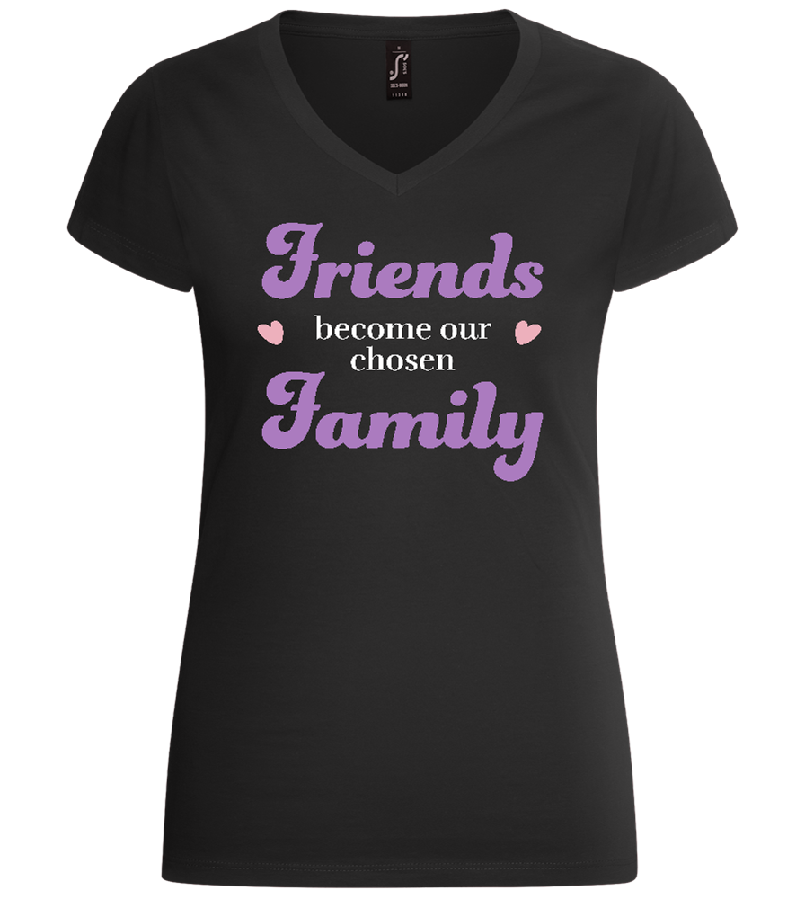 Friends Become Family Design - Basic women's v-neck t-shirt_DEEP BLACK_front